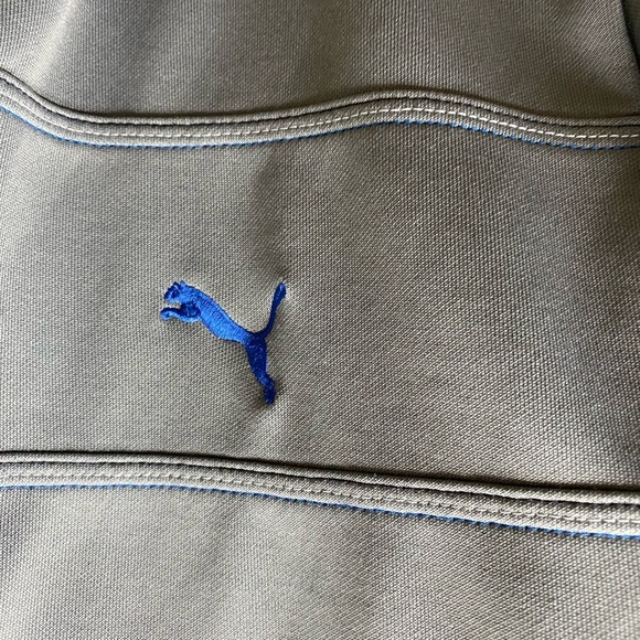 Puma Grey Track Jacket Activewear Sz M Full Zip Sports Casual Athletic Blue Logo - Picture 5 of 8